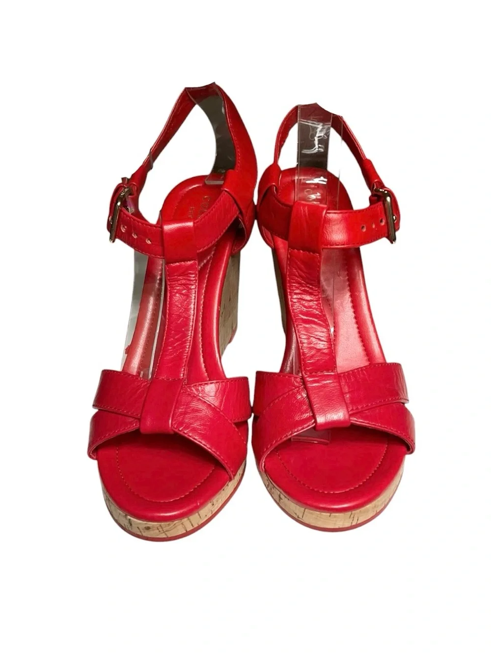 🌻Cole Haan Ayla Wedge Sandals Red Cork Platform Size 6.5 {FLAW - PLEASE READ}